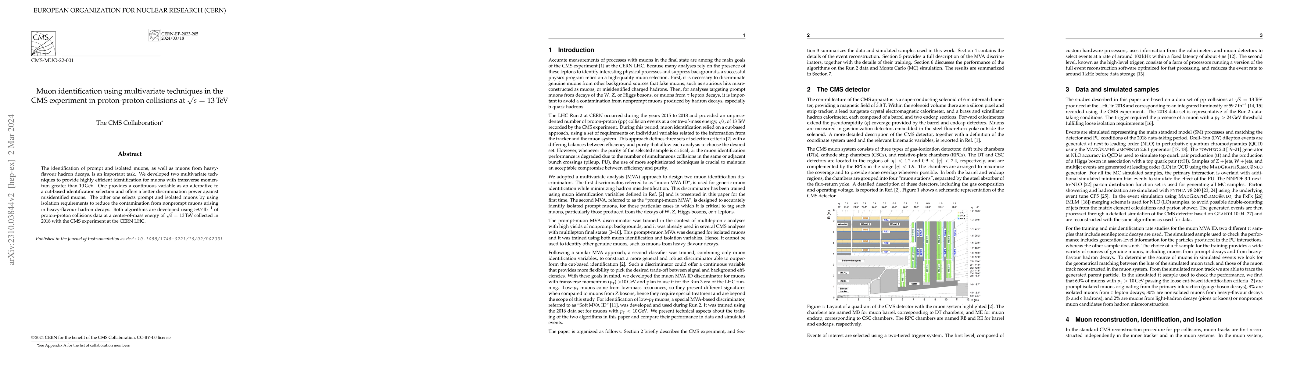 Thumbnail for Muon identification using multivariate techniques in the CMS experiment
  in proton-proton collisions at $\sqrt{s}$ = 13 TeV
