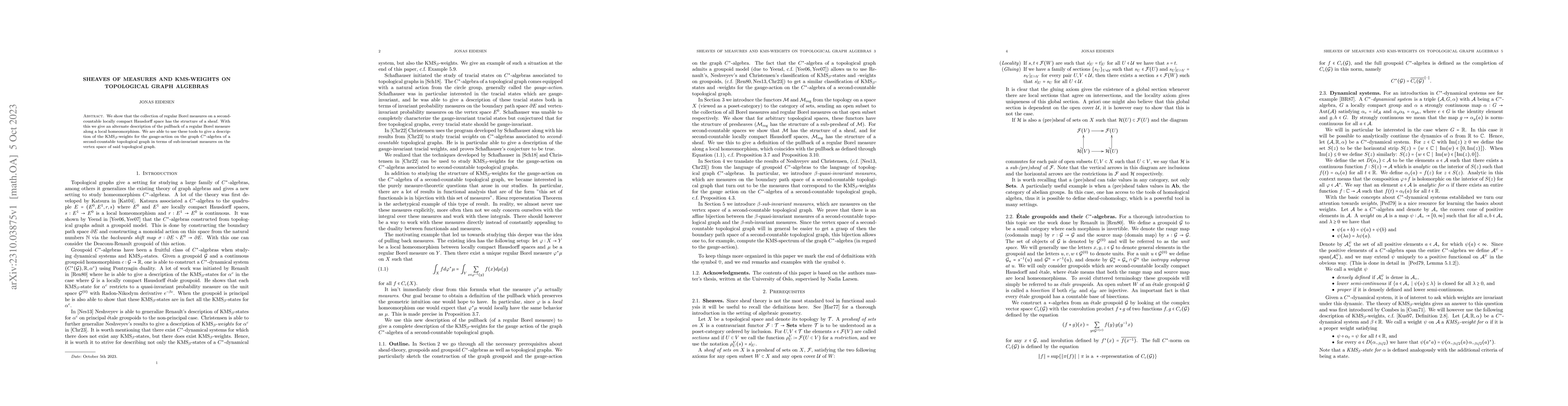 Thumbnail for Sheaves of Measures and KMS-Weights on Topological Graph Algebras