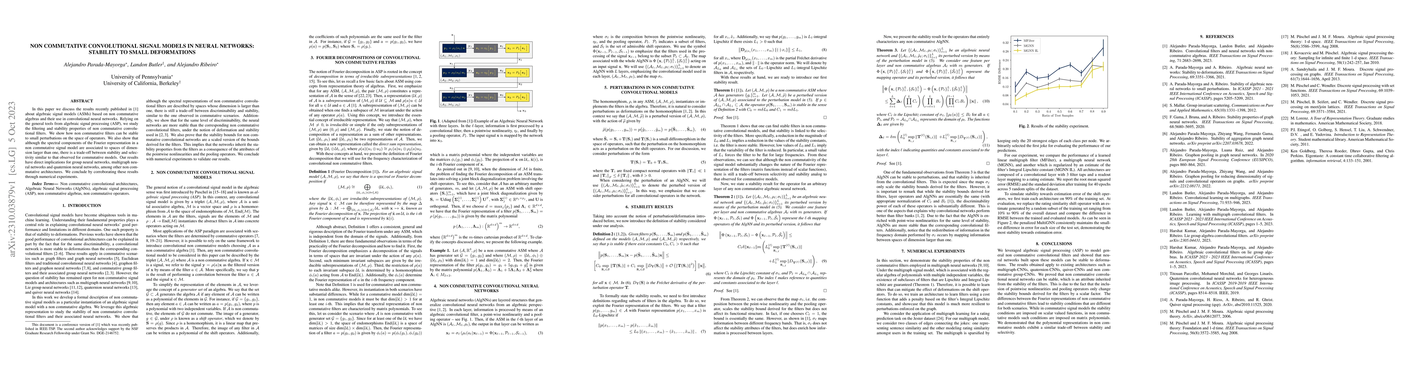 Thumbnail for Non Commutative Convolutional Signal Models in Neural Networks:
  Stability to Small Deformations
