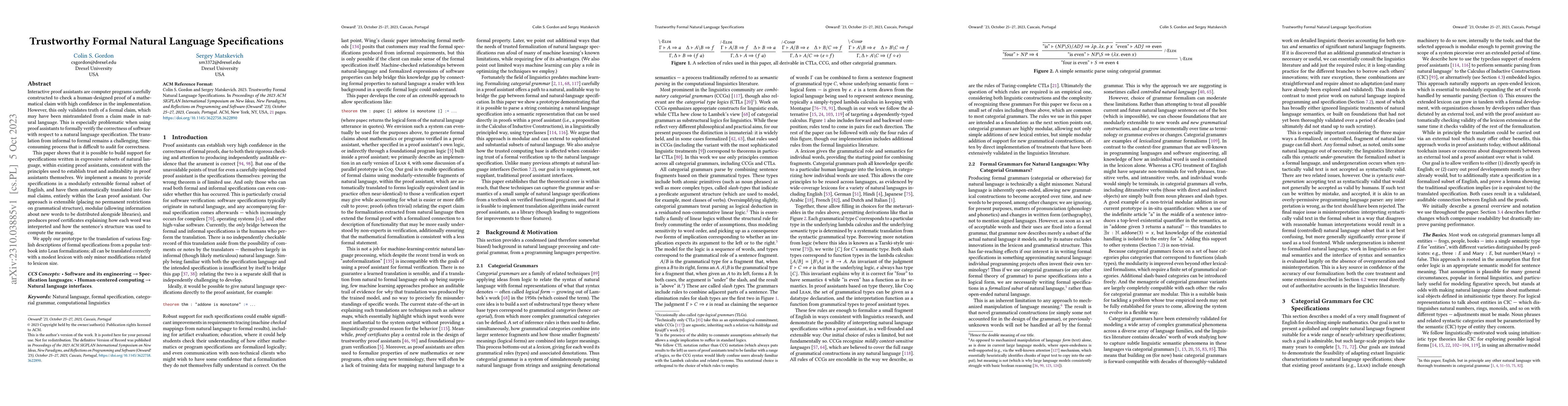 Thumbnail for Trustworthy Formal Natural Language Specifications