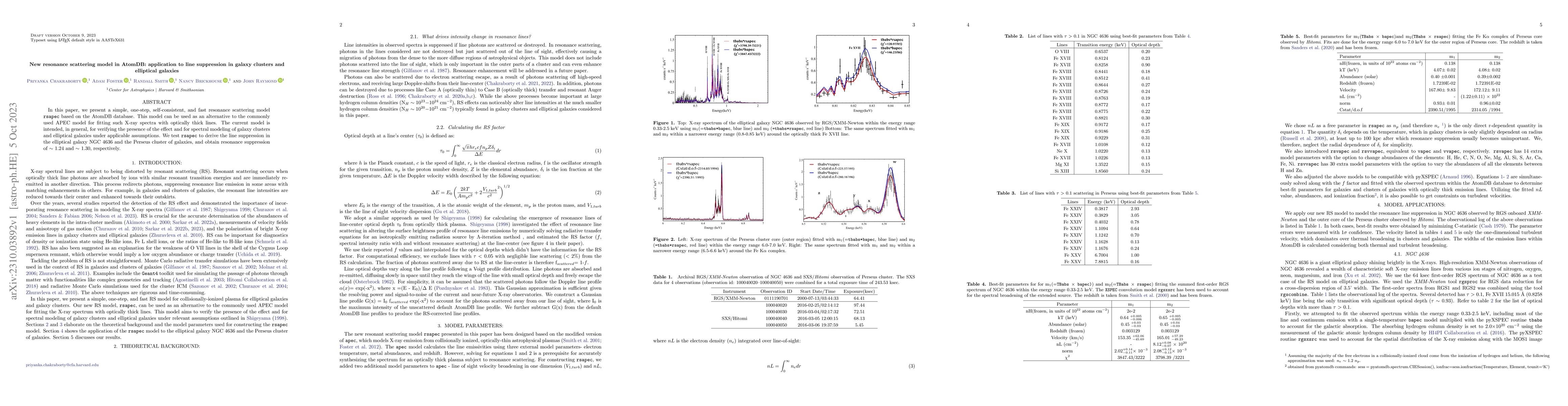 Thumbnail for New resonance scattering model in AtomDB: application to line
  suppression in galaxy clusters and elliptical galaxies