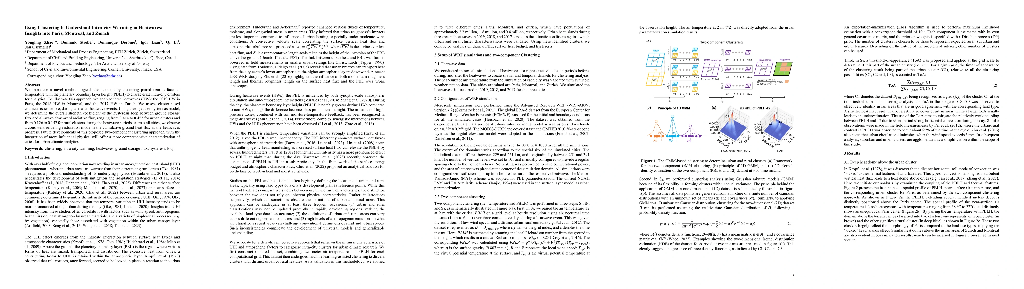 Thumbnail for Using Clustering to Understand Intra-city Warming in Heatwaves: Insights
  into Paris, Montreal, and Zurich