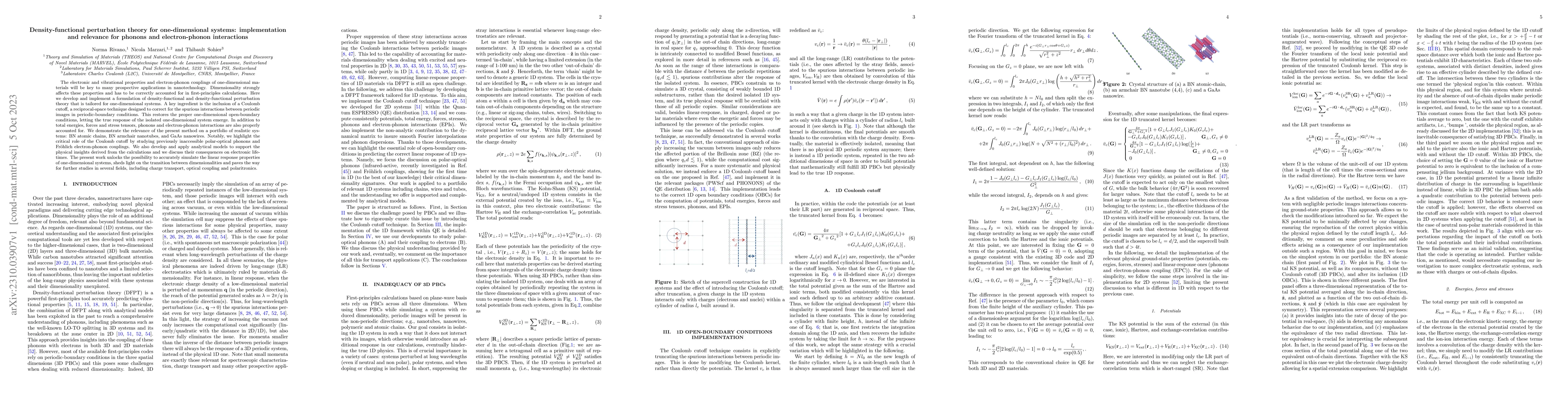 Thumbnail for Density-functional perturbation theory for one-dimensional systems:
  implementation and relevance for phonons and electron-phonon interactions