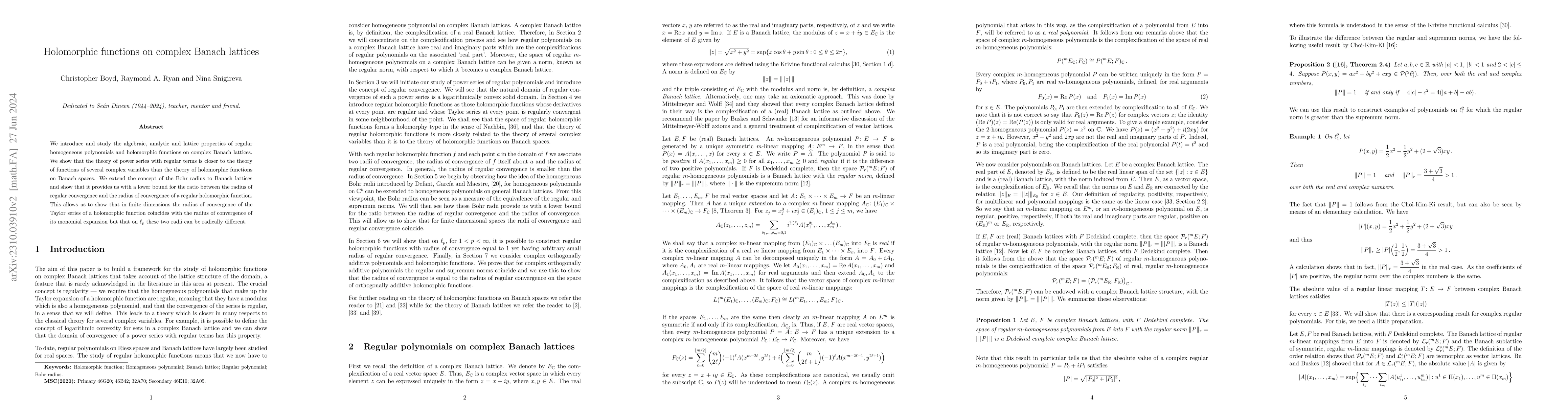 Thumbnail for Holomorphic functions on complex Banach lattices