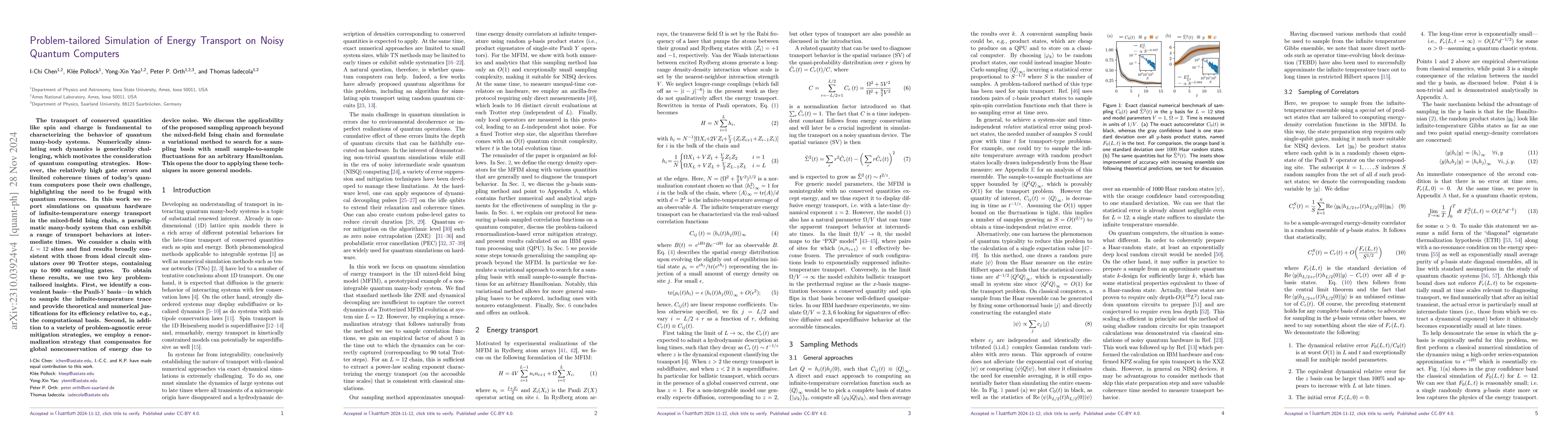 Thumbnail for Problem-tailored Simulation of Energy Transport on Noisy Quantum
  Computers