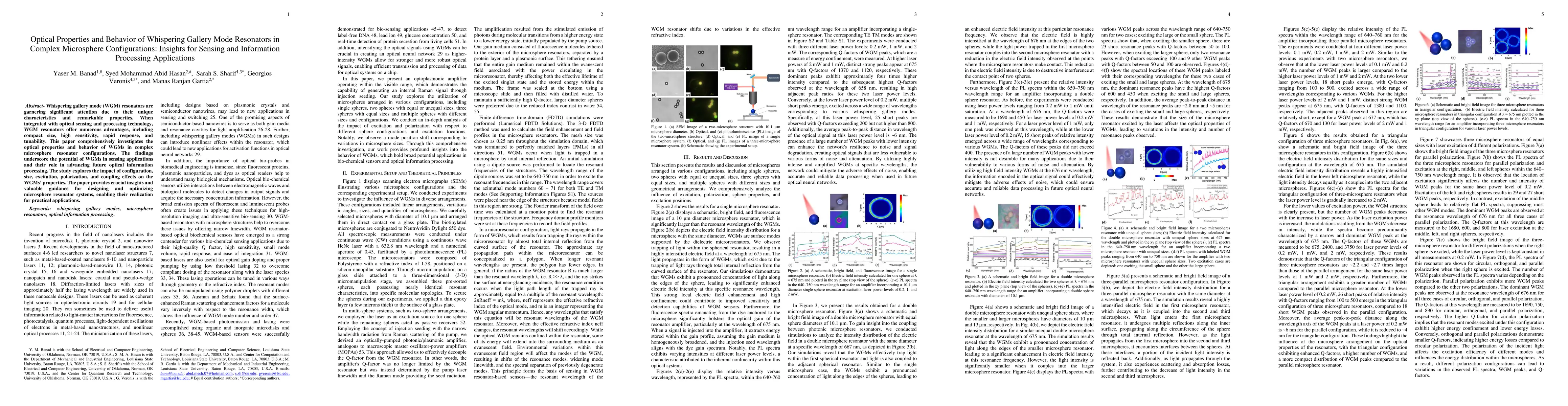 Thumbnail for Optical Properties and Behavior of Whispering Gallery Mode Resonators in
  Complex Microsphere Configurations: Insights for Sensing and Information
  Processing Applications