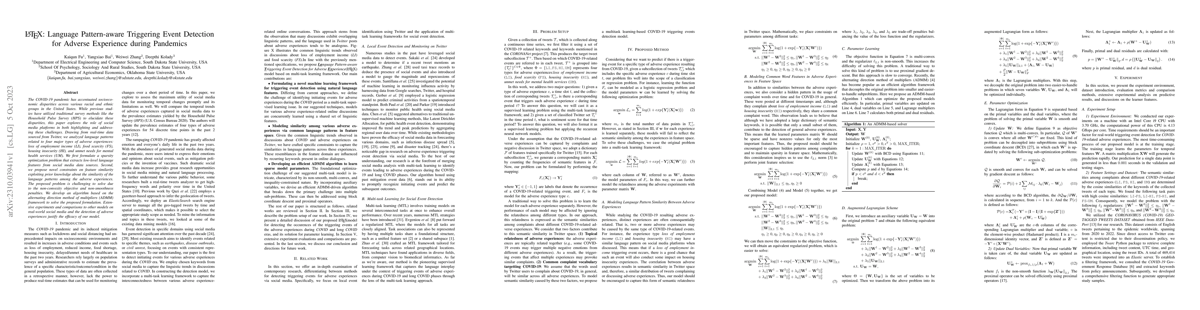 Thumbnail for LaTeX: Language Pattern-aware Triggering Event Detection for Adverse
  Experience during Pandemics