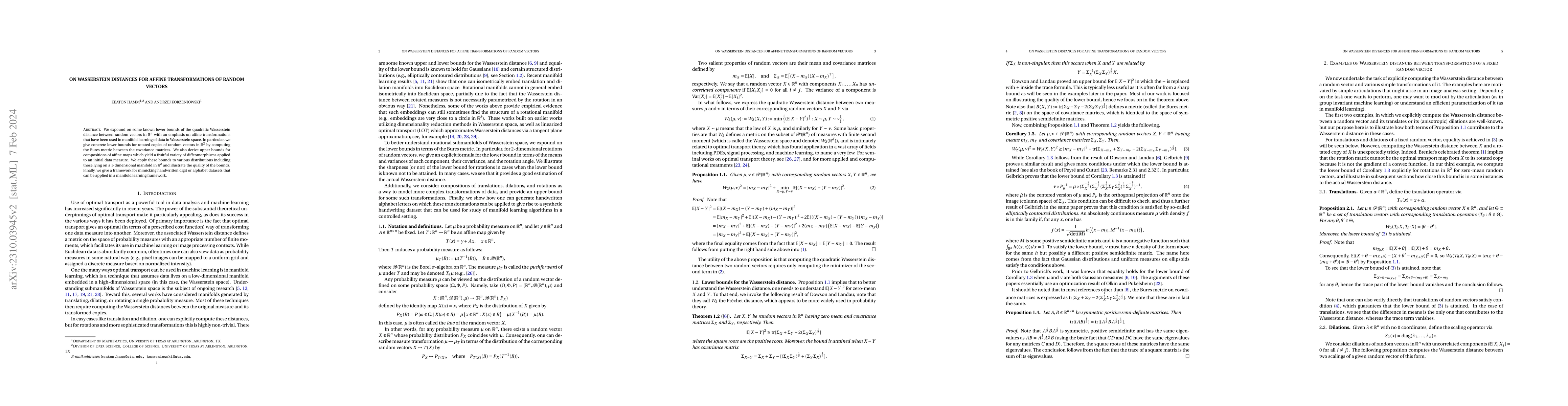 Thumbnail for On Wasserstein distances for affine transformations of random vectors