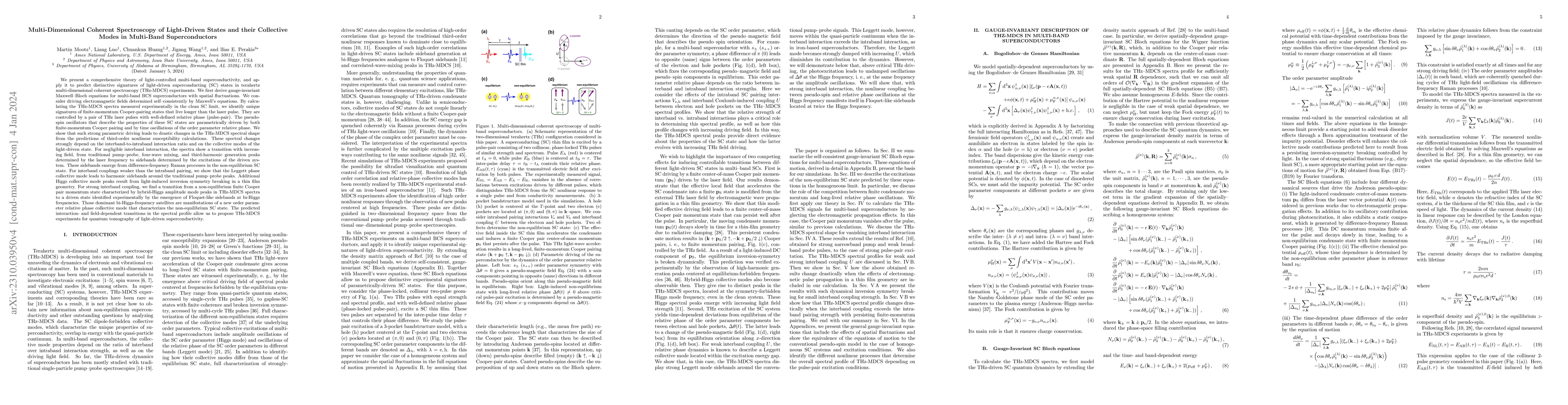 Thumbnail for Multi-Dimensional Coherent Spectroscopy of Light-Driven States and their
  Collective Modes in Multi-Band Superconductors