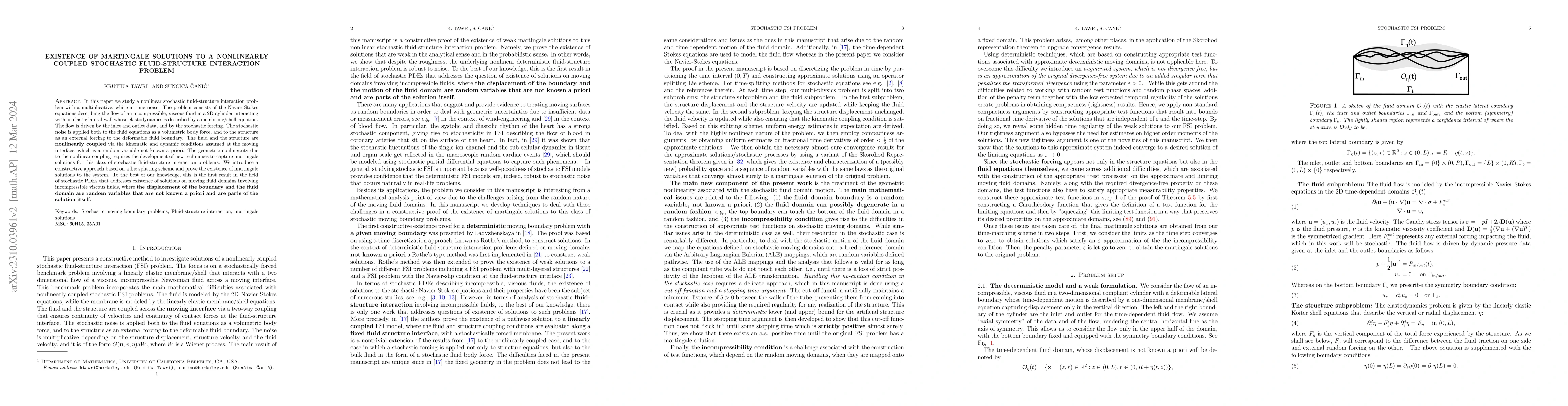 Thumbnail for Existence of martingale solutions to a nonlinearly coupled stochastic
  fluid-structure interaction problem