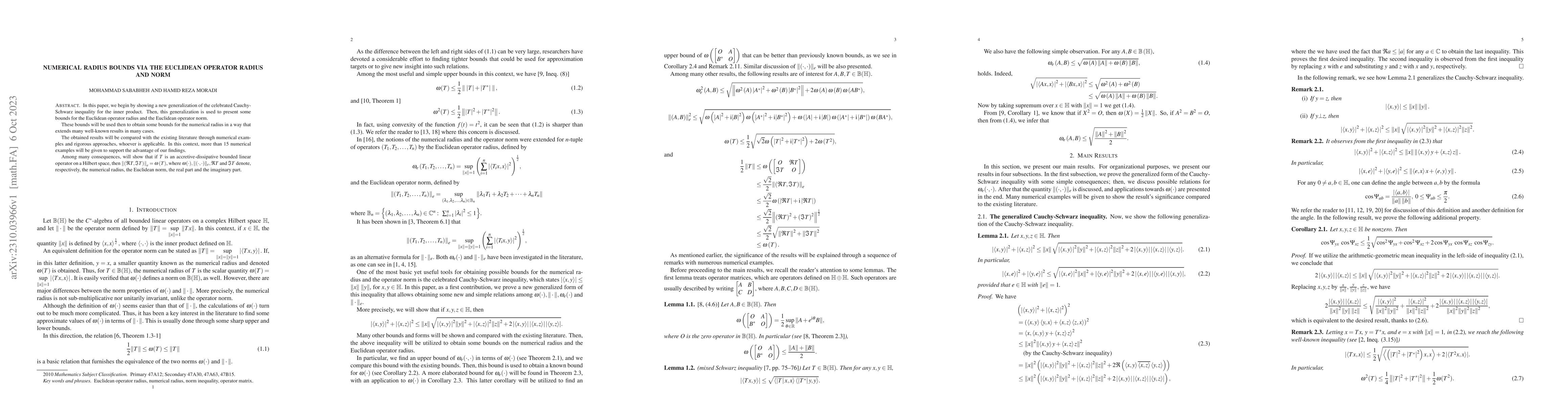 Thumbnail for Numerical Radius Bounds via the Euclidean Operator Radius and Norm