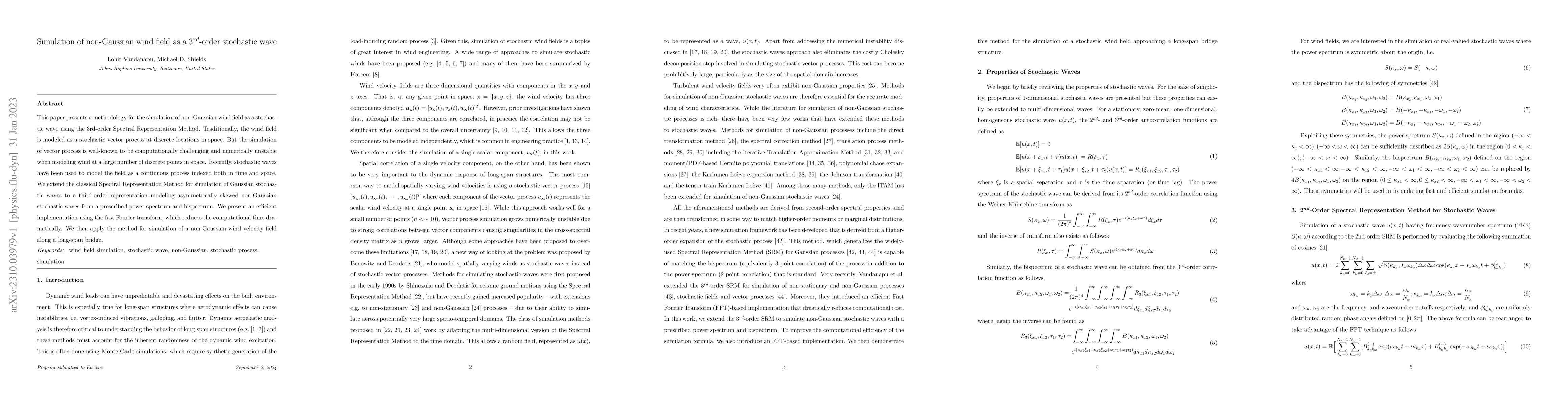 Thumbnail for Simulation of non-Gaussian wind field as a $3^{rd}$-order stochastic
  wave