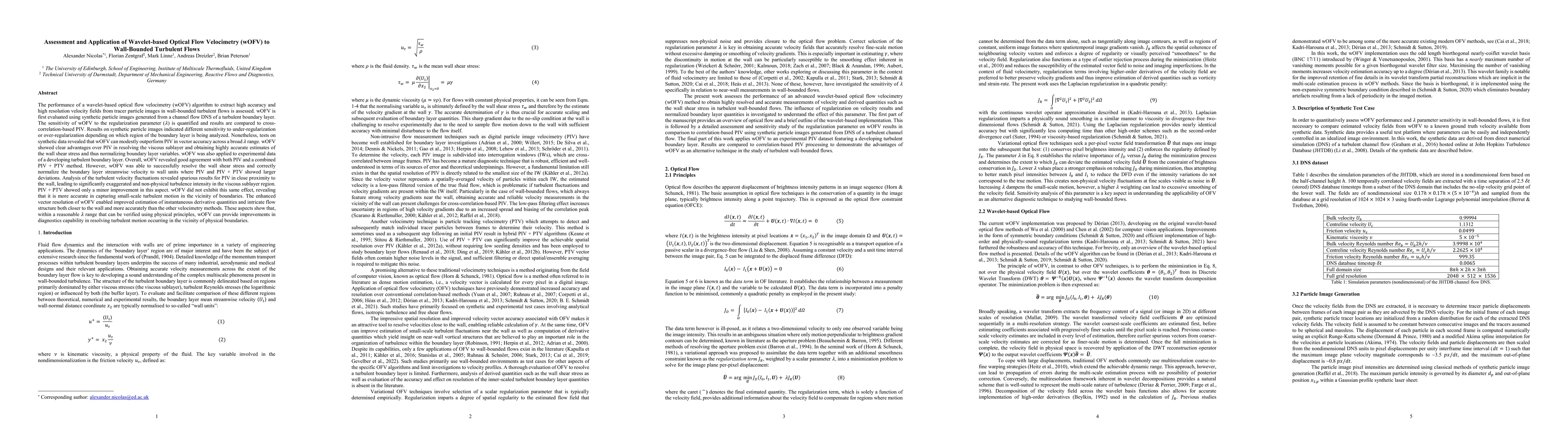 Thumbnail for Assessment and Application of Wavelet-based Optical Flow Velocimetry
  (wOFV) to Wall-Bounded Turbulent Flows