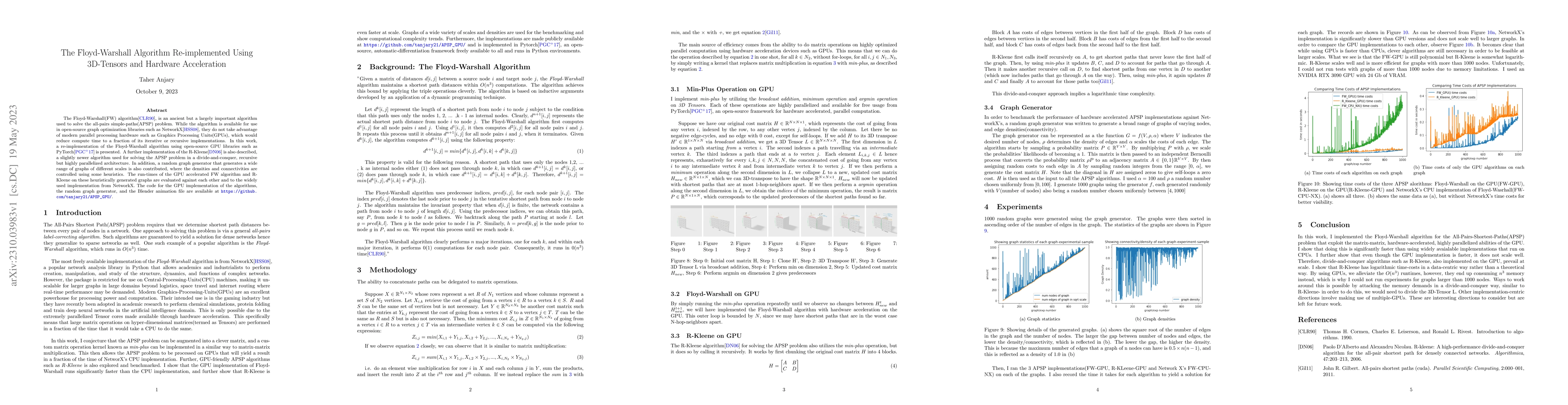 Thumbnail for The Floyd-Warshall Algorithm Re-implemented Using 3D-Tensors and
  Hardware Acceleration