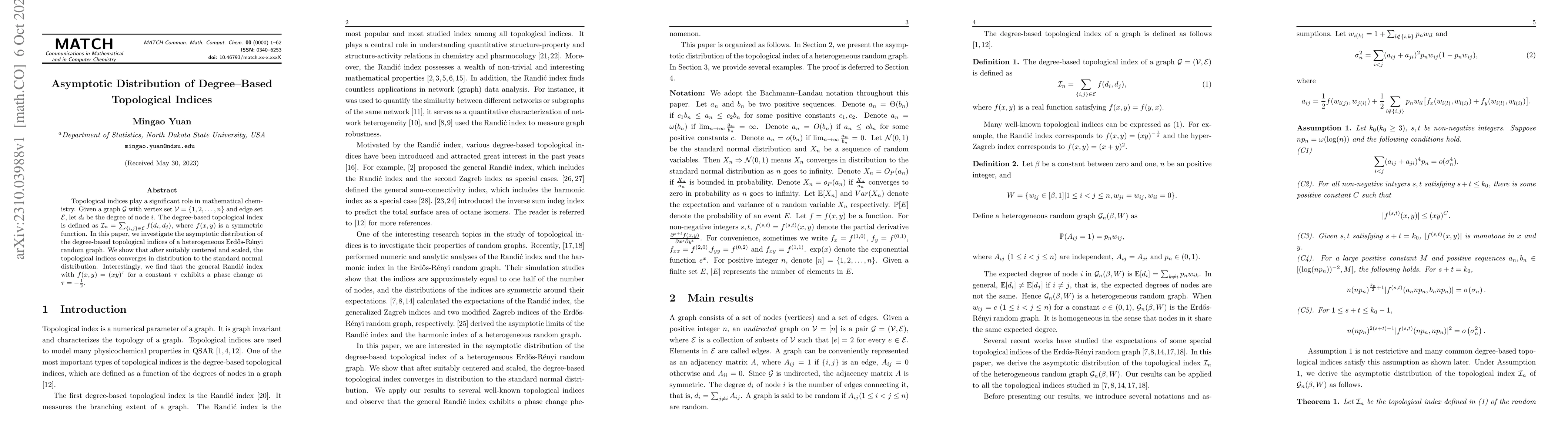 Thumbnail for Asymptotic distribution of degree--based topological indices