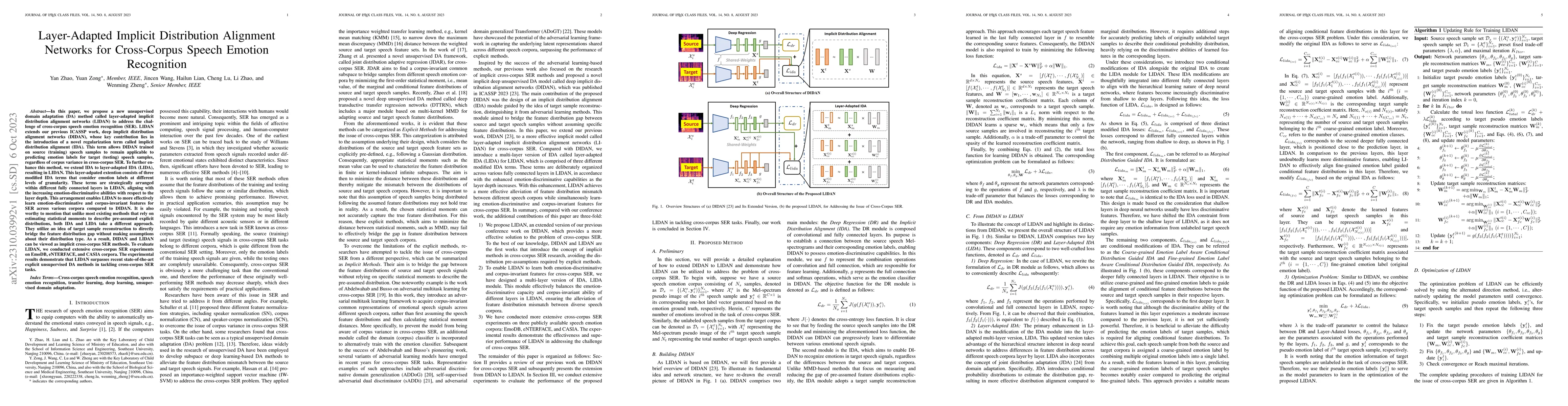Thumbnail for Layer-Adapted Implicit Distribution Alignment Networks for Cross-Corpus
  Speech Emotion Recognition