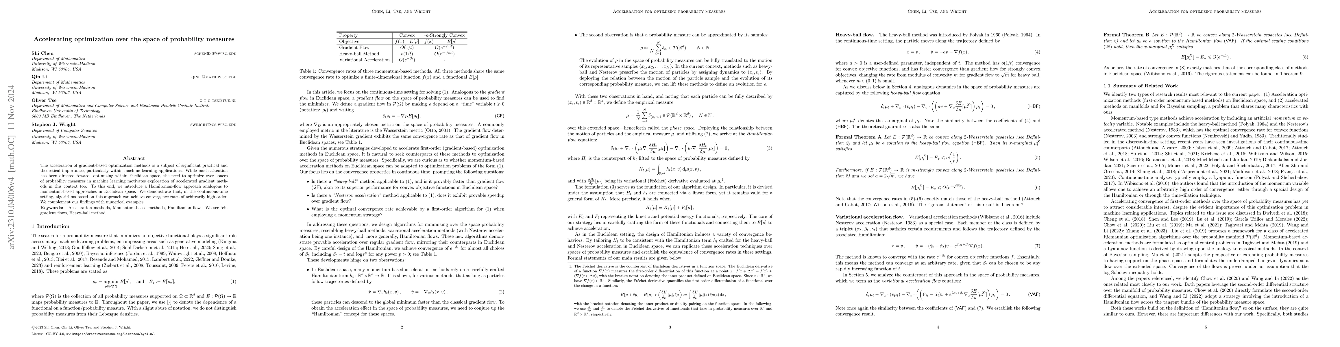 Thumbnail for Accelerating optimization over the space of probability measures