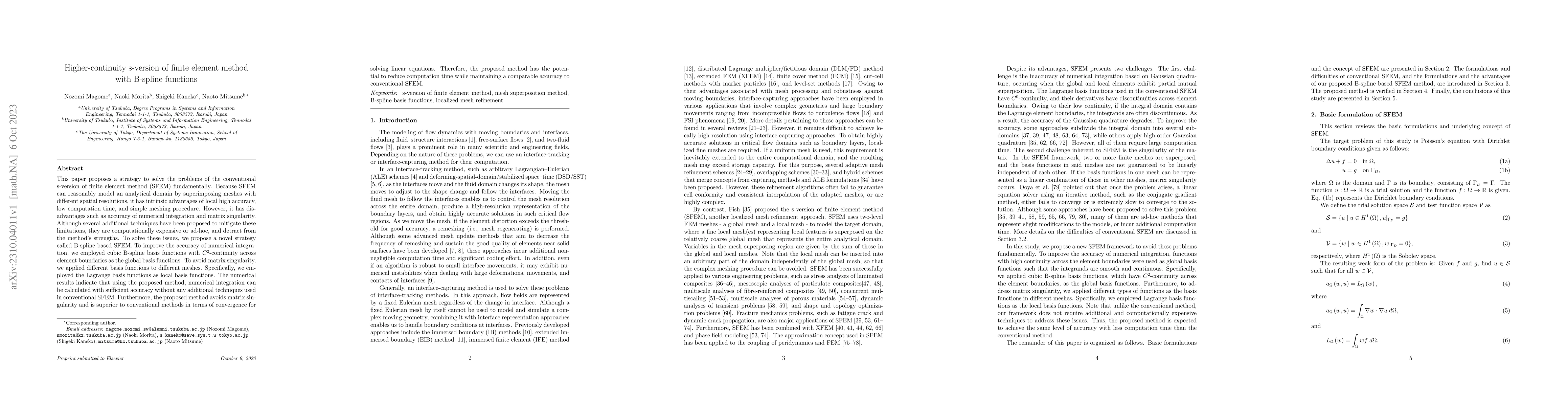 Thumbnail for Higher-continuity s-version of finite element method with B-spline
  functions