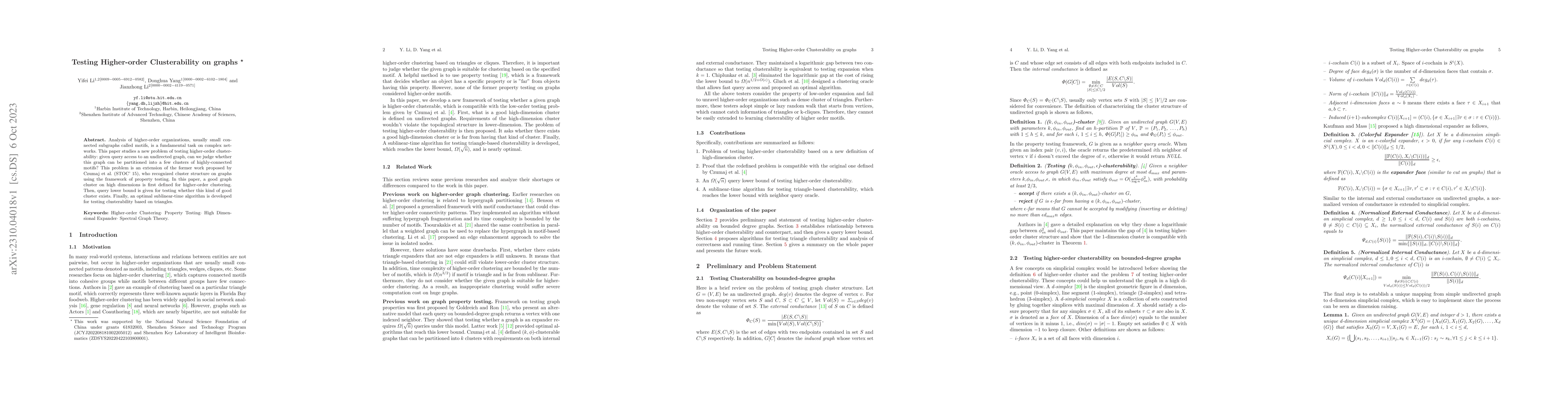 Thumbnail for Testing Higher-order Clusterability on graphs