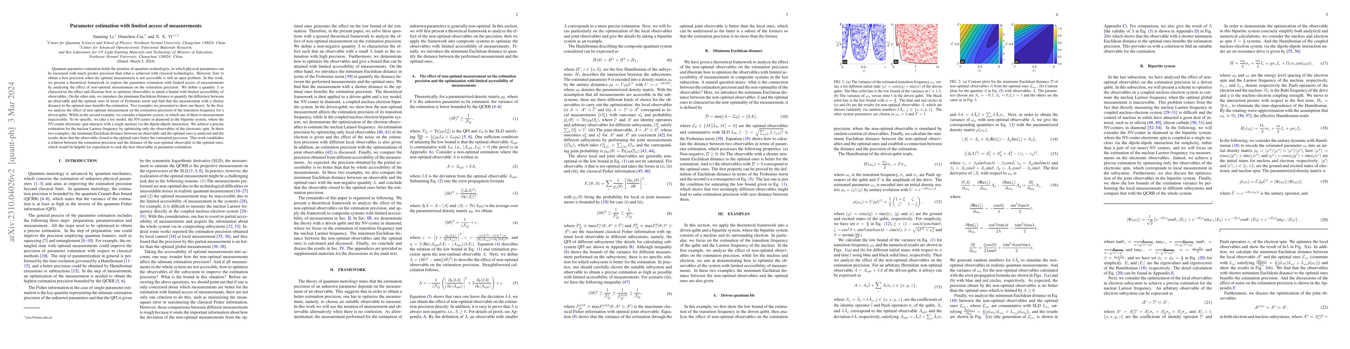 Thumbnail for Parameter estimation with limited access of measurements