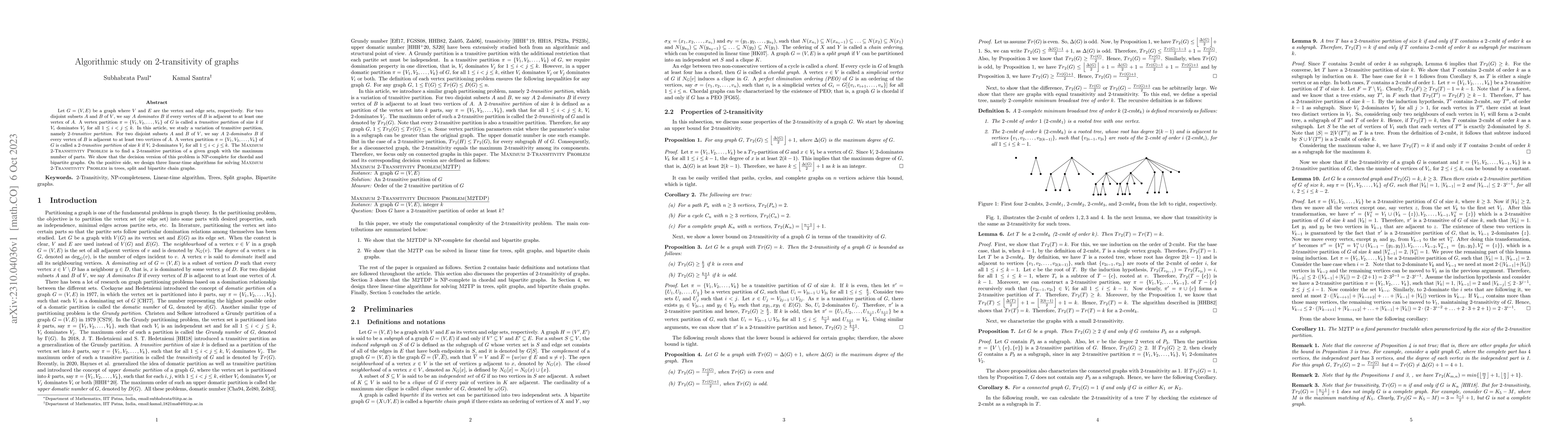Thumbnail for Algorithmic study on $2$-transitivity of graphs
