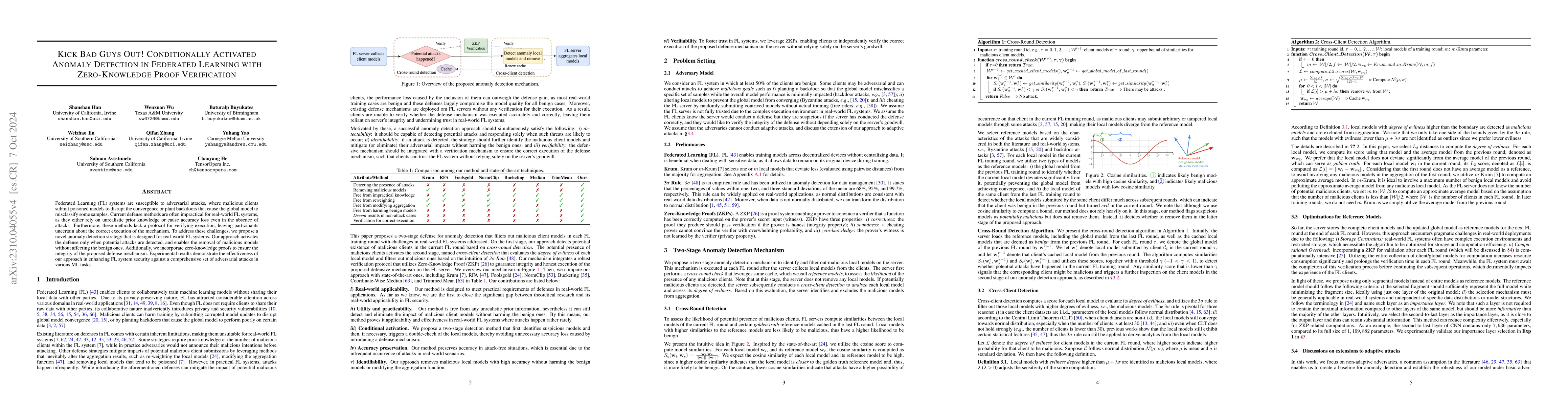 Thumbnail for Kick Bad Guys Out! Zero-Knowledge-Proof-Based Anomaly Detection in
  Federated Learning
