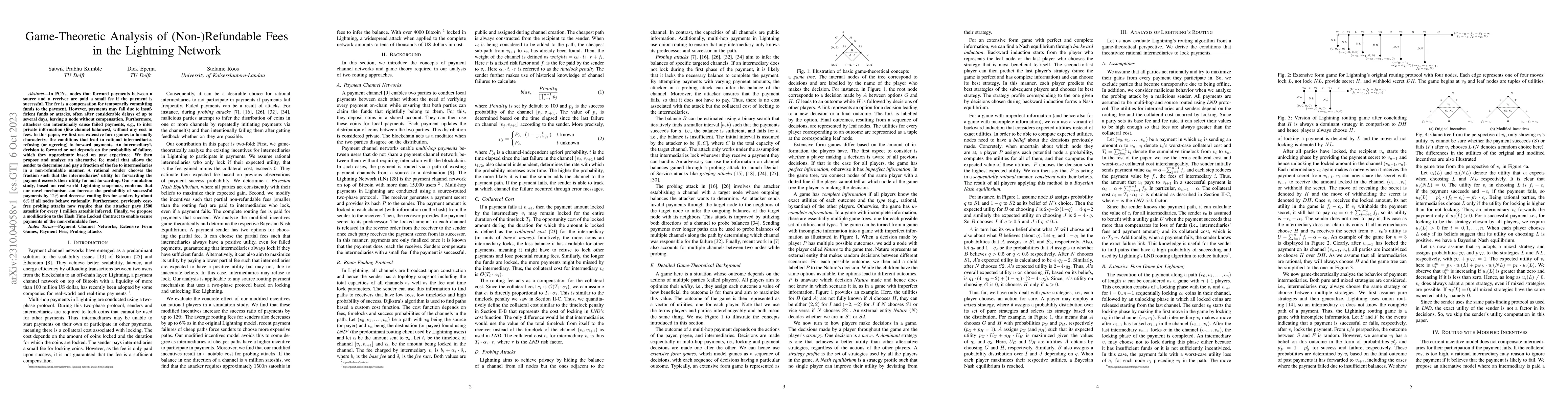 Thumbnail for Game-Theoretic Analysis of (Non-)Refundable Fees in the Lightning
  Network