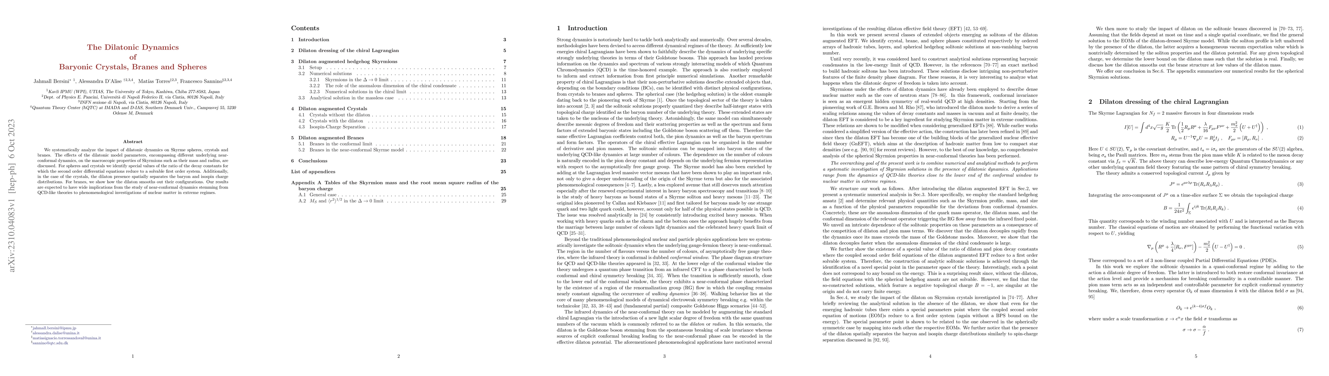Thumbnail for The Dilatonic Dynamics of Baryonic Crystals, Branes and Spheres
