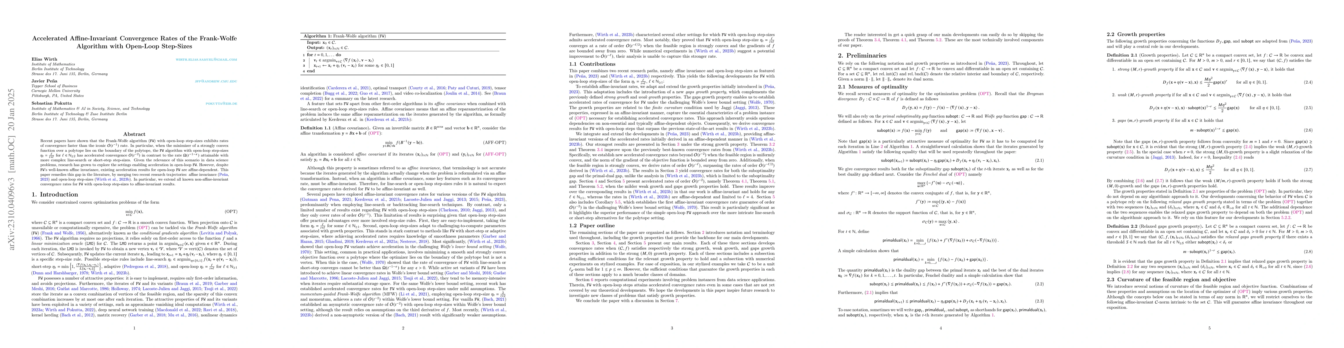 Thumbnail for Accelerated Affine-Invariant Convergence Rates of the Frank-Wolfe
  Algorithm with Open-Loop Step-Sizes