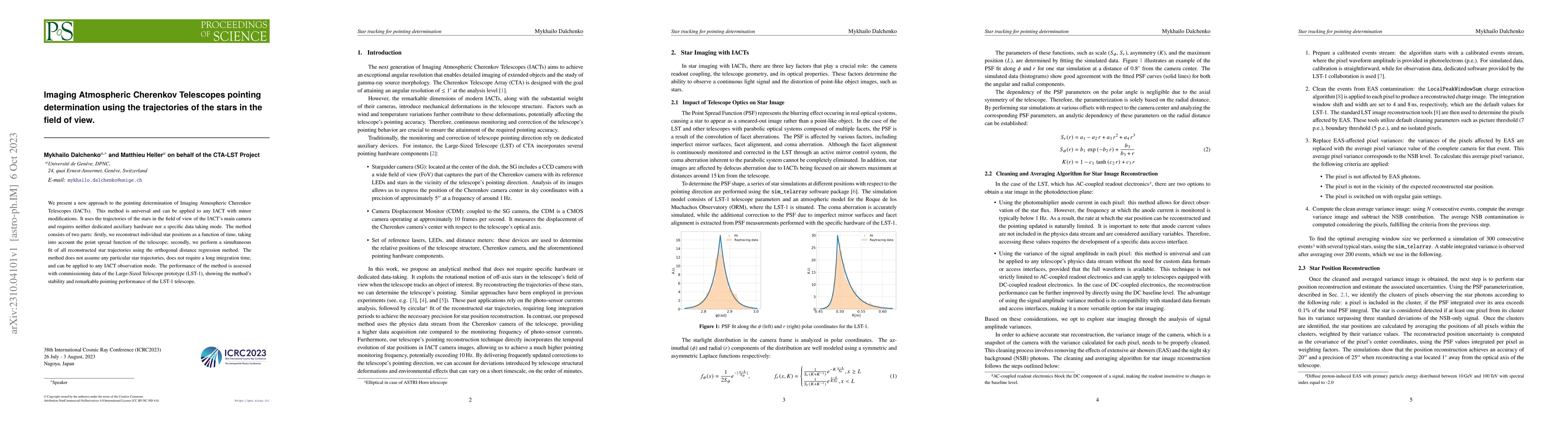 Thumbnail for Imaging Atmospheric Cherenkov Telescopes pointing determination using
  the trajectories of the stars in the field of view