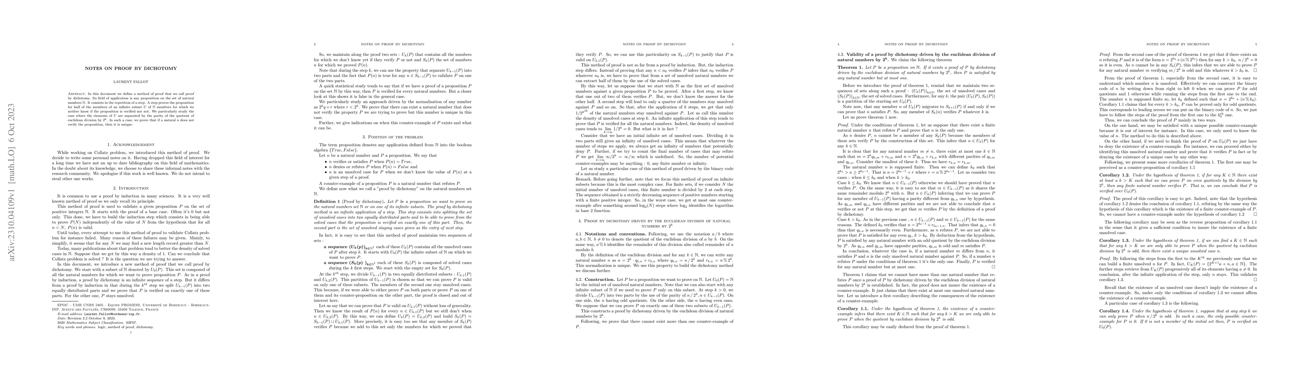 Thumbnail for Notes on proof by dichotomy
