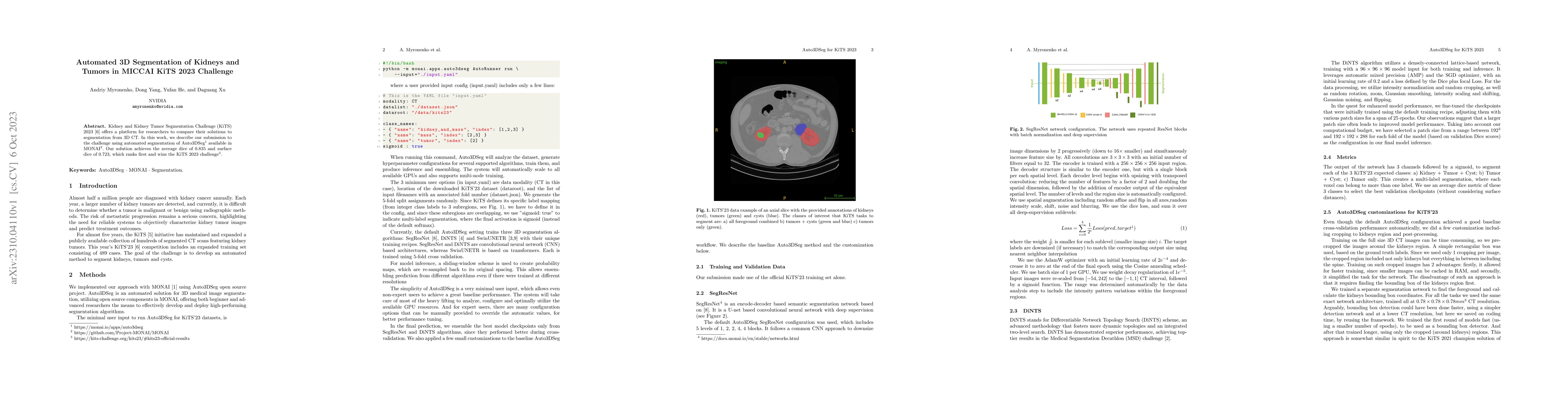 Thumbnail for Automated 3D Segmentation of Kidneys and Tumors in MICCAI KiTS 2023
  Challenge