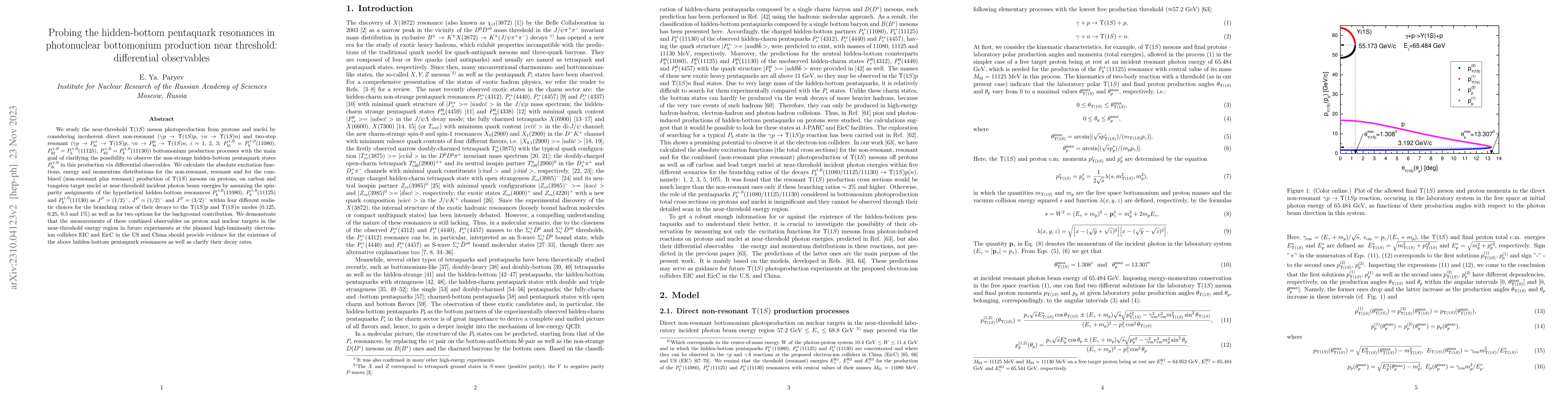 Thumbnail for Probing the hidden-bottom pentaquark resonances in photonuclear
  bottomonium production near threshold: differential observables