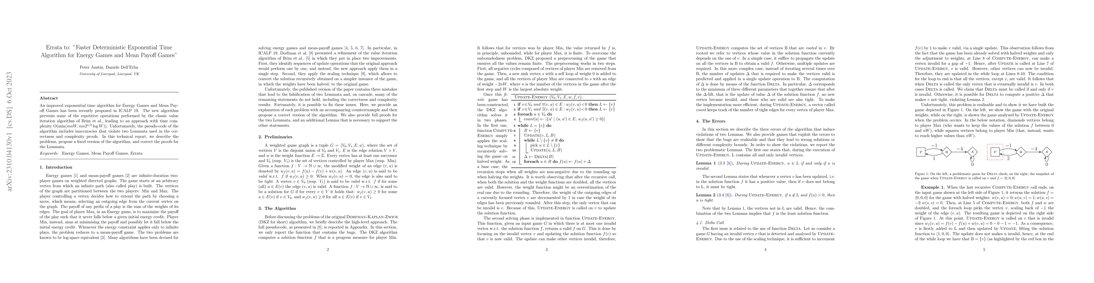 Thumbnail for Errata to: "Faster Deterministic Exponential Time Algorithm for Energy
  Games and Mean Payoff Games"