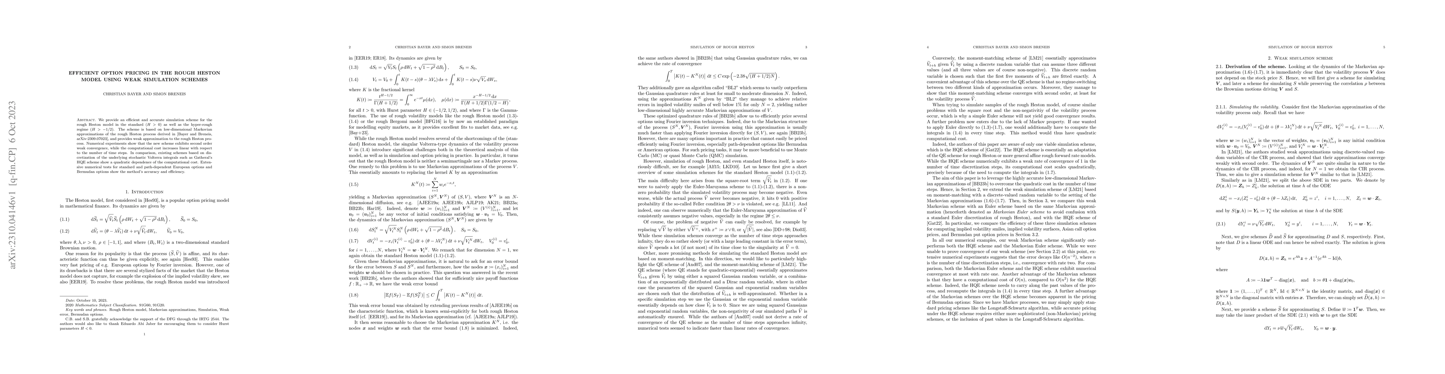 Thumbnail for Efficient option pricing in the rough Heston model using weak simulation
  schemes
