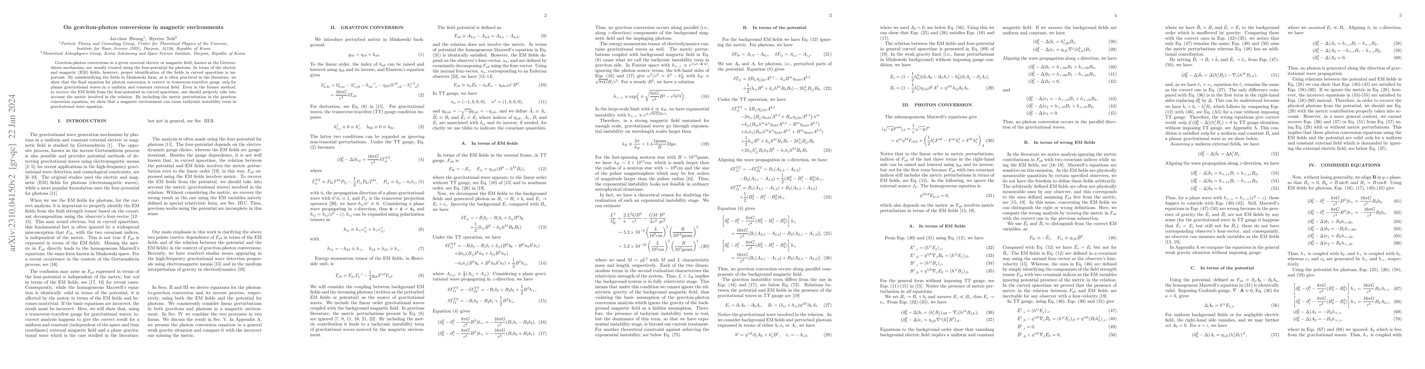 Thumbnail for On graviton-photon conversions in magnetic environments