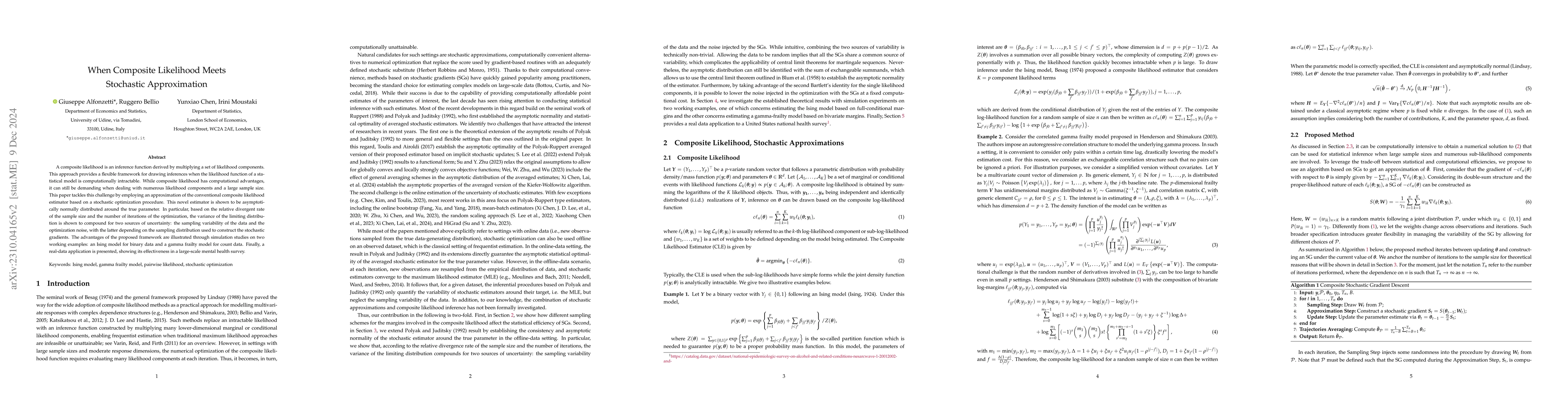 Thumbnail for When Composite Likelihood Meets Stochastic Approximation