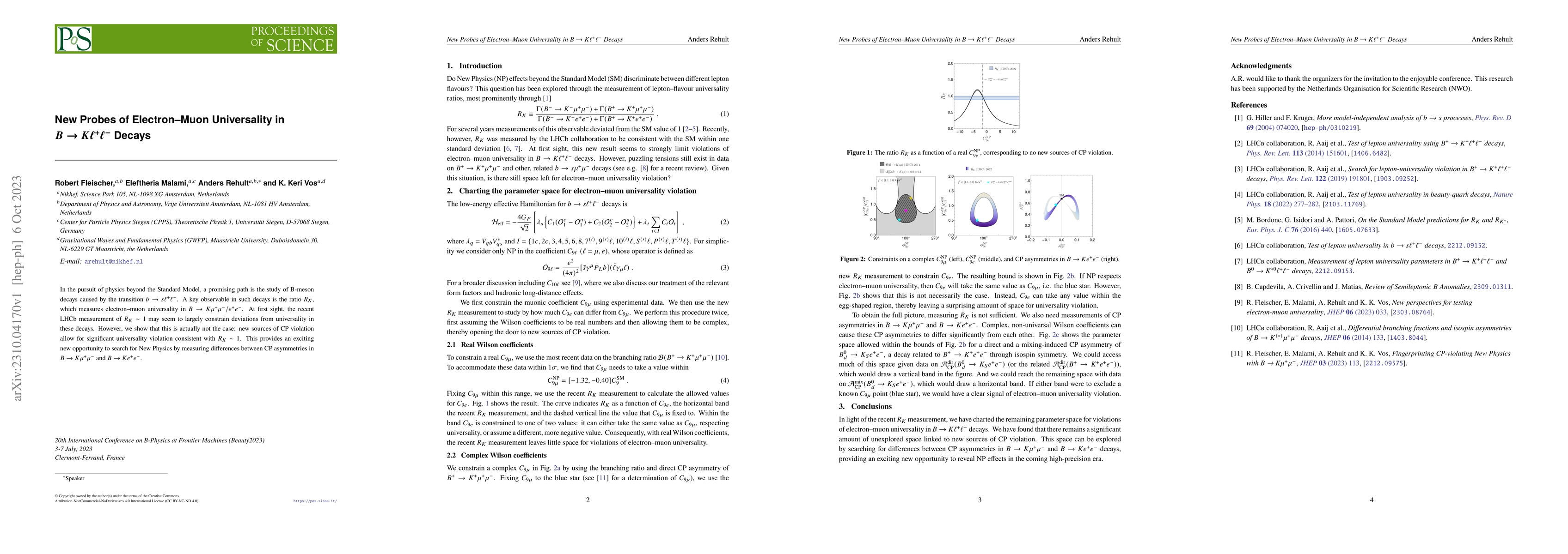 Thumbnail for New Probes of Electron--Muon Universality in $B \to K\ell^+\ell^-$
  Decays