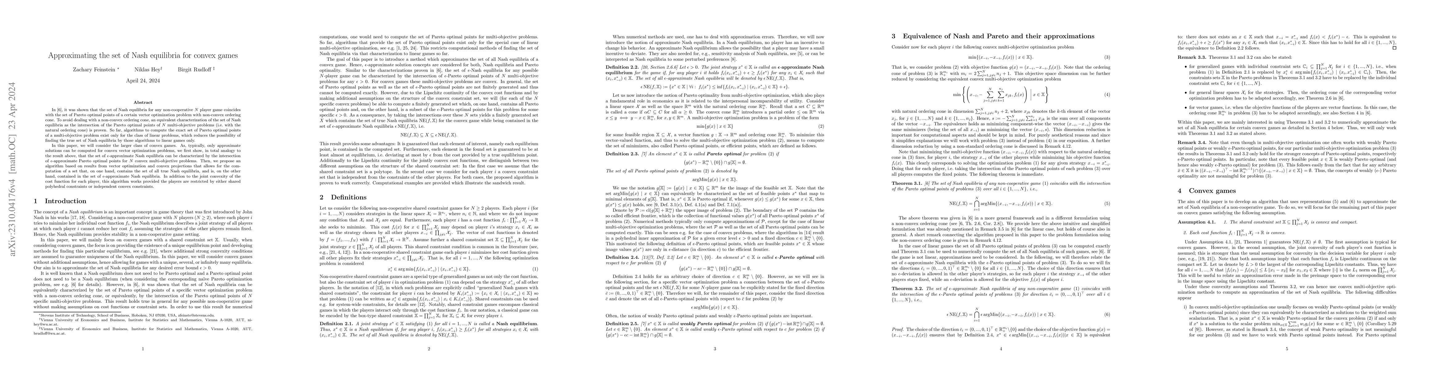 Thumbnail for Approximating the set of Nash equilibria for convex games