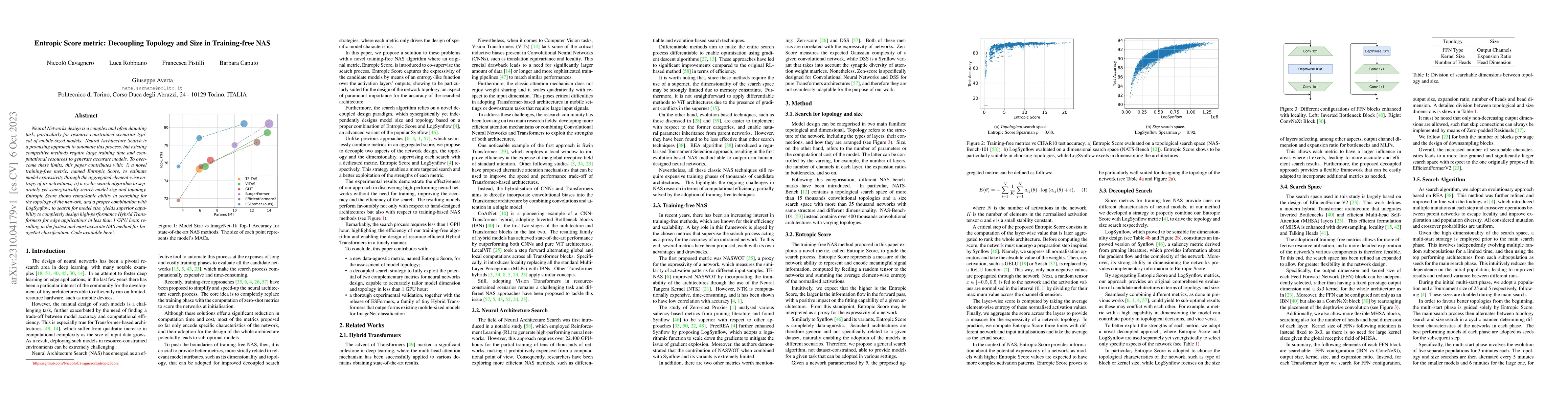 Thumbnail for Entropic Score metric: Decoupling Topology and Size in Training-free NAS