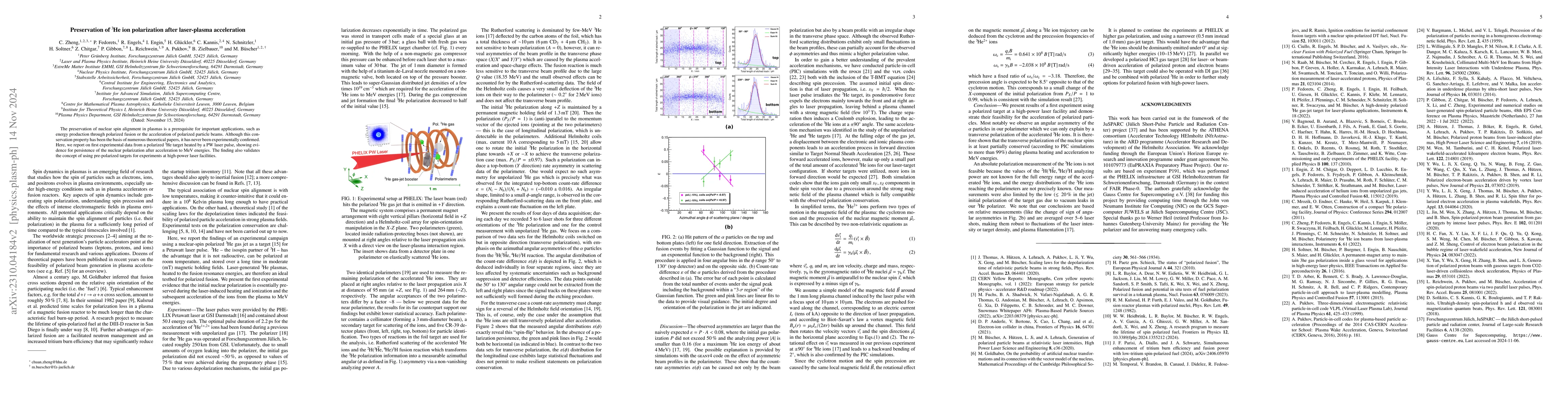 Thumbnail for First evidence of nuclear polarization effects in a laser-induced
  $^3\mkern-1mu$He fusion plasma