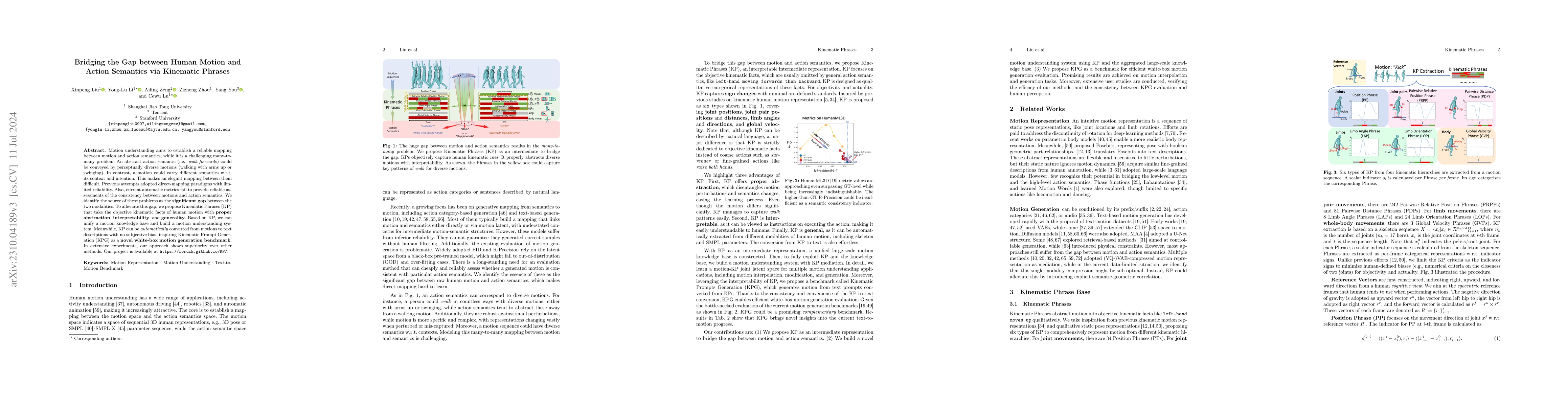 Thumbnail for Bridging the Gap between Human Motion and Action Semantics via Kinematic
  Phrases