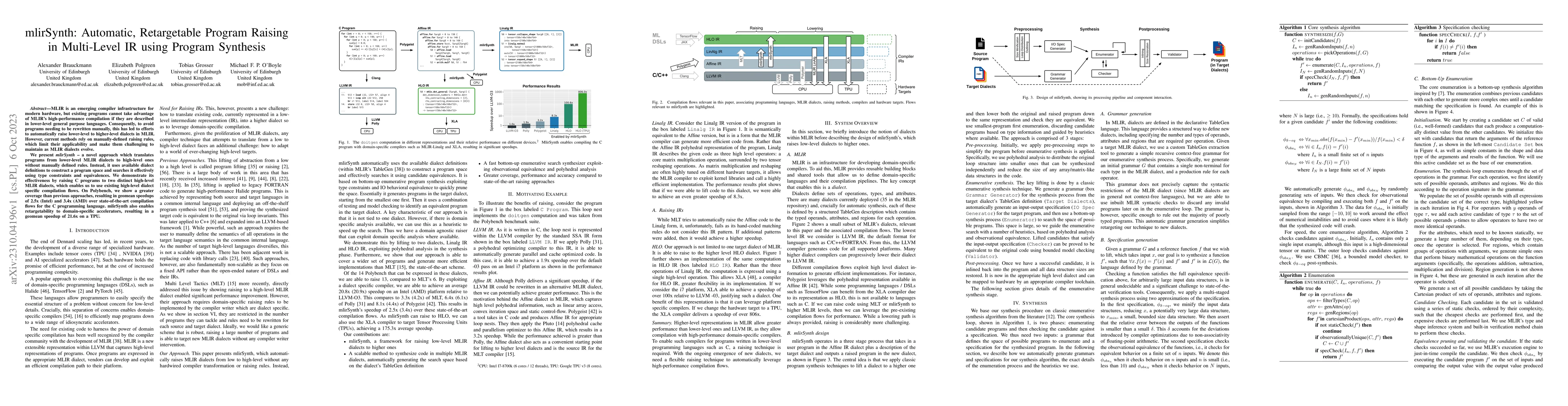 Thumbnail for mlirSynth: Automatic, Retargetable Program Raising in Multi-Level IR
  using Program Synthesis