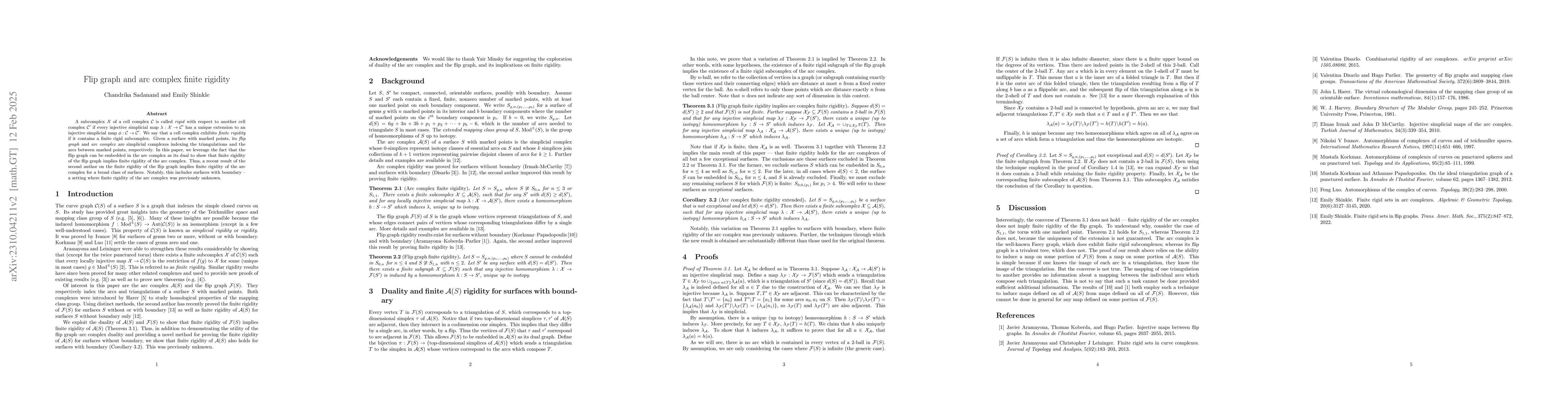 Thumbnail for Flip graph and arc complex finite rigidity