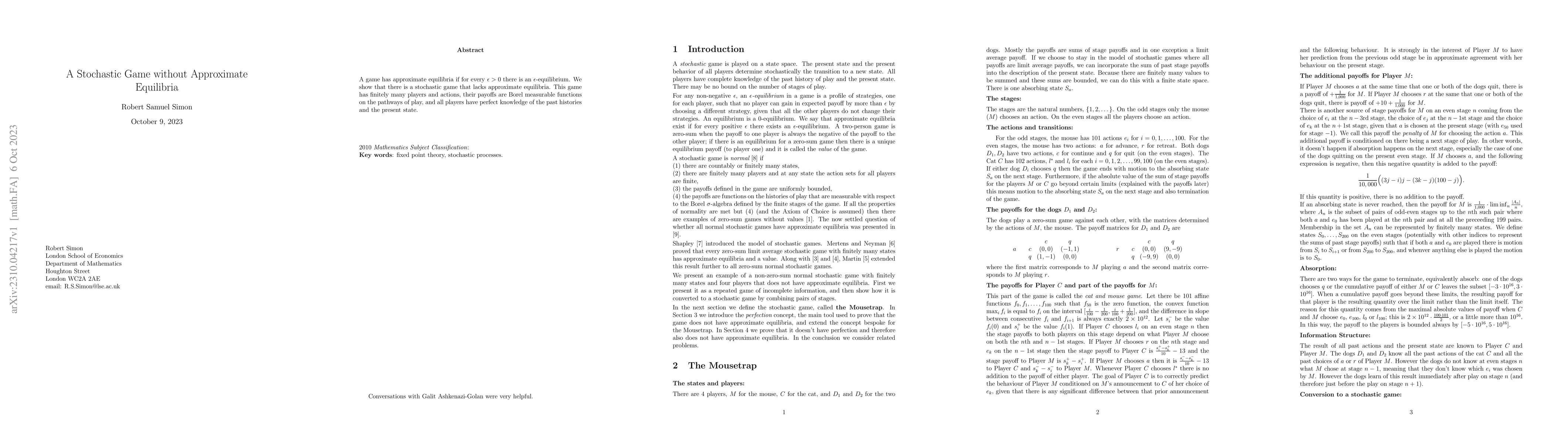 Thumbnail for A Stochastic Game without Approximate Equilibria