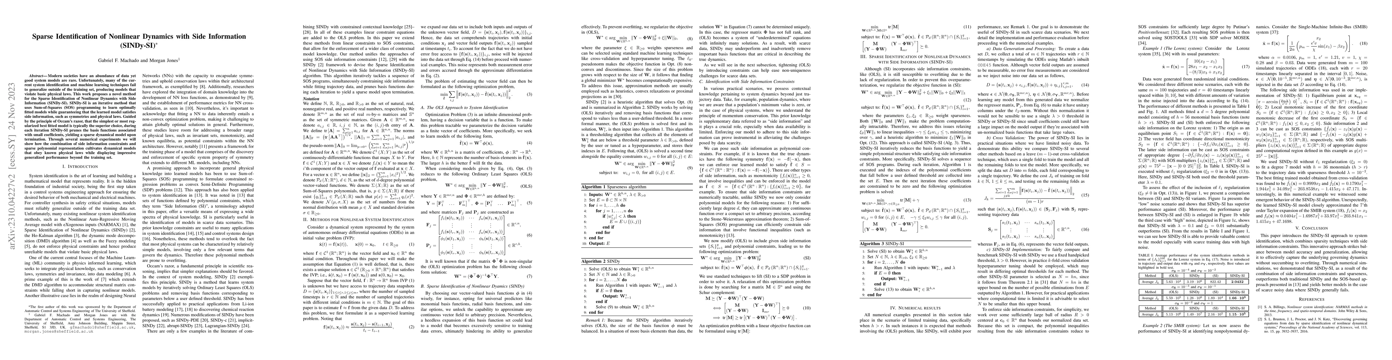 Thumbnail for Sparse Identification of Nonlinear Dynamics with Side Information
  (SINDy-SI)