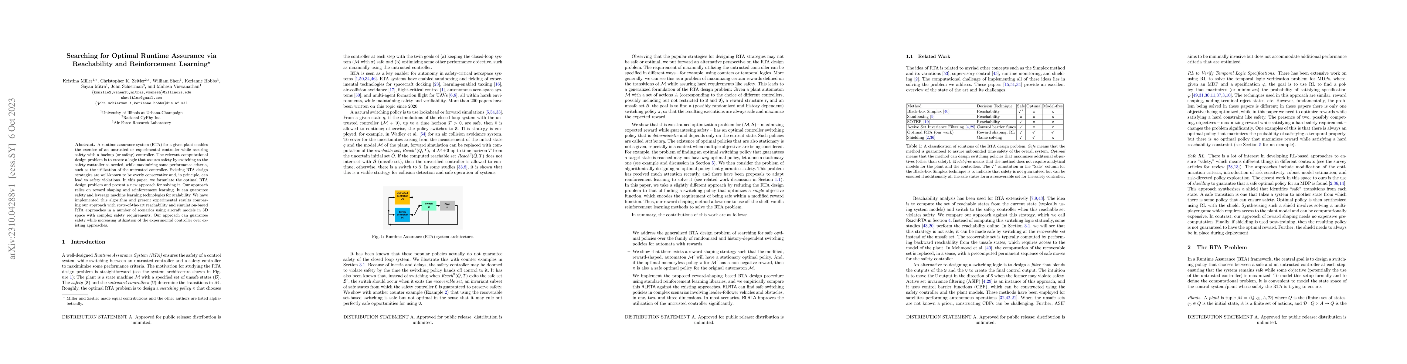 Thumbnail for Searching for Optimal Runtime Assurance via Reachability and
  Reinforcement Learning