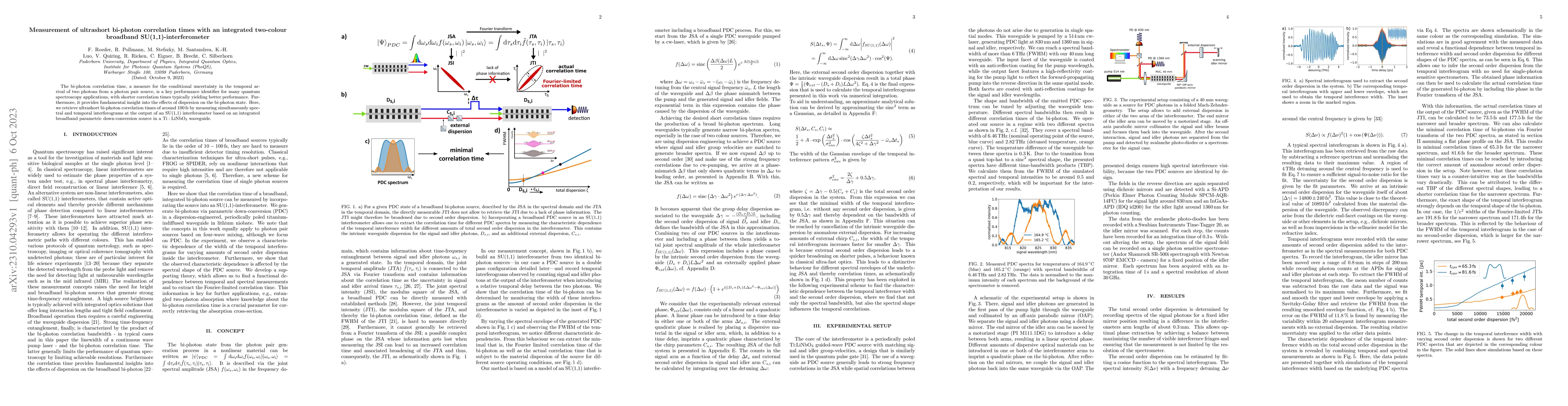 Thumbnail for Measurement of ultrashort bi-photon correlation times with an integrated
  two-colour broadband SU(1,1)-interferometer