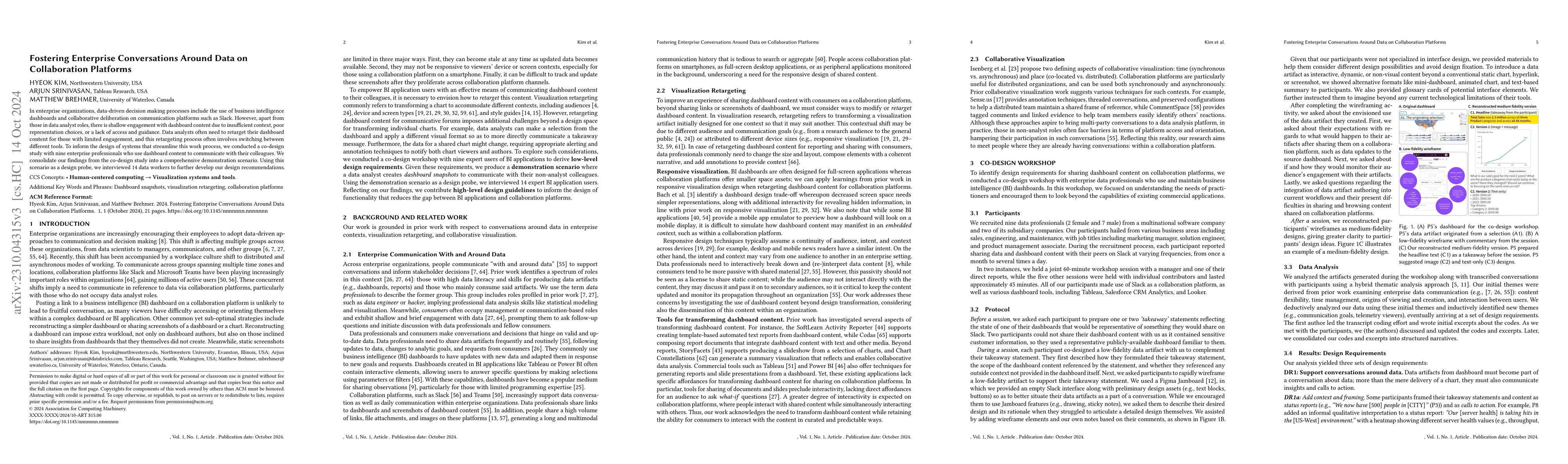 Thumbnail for Fostering Enterprise Conversations Around Data on Collaboration
  Platforms