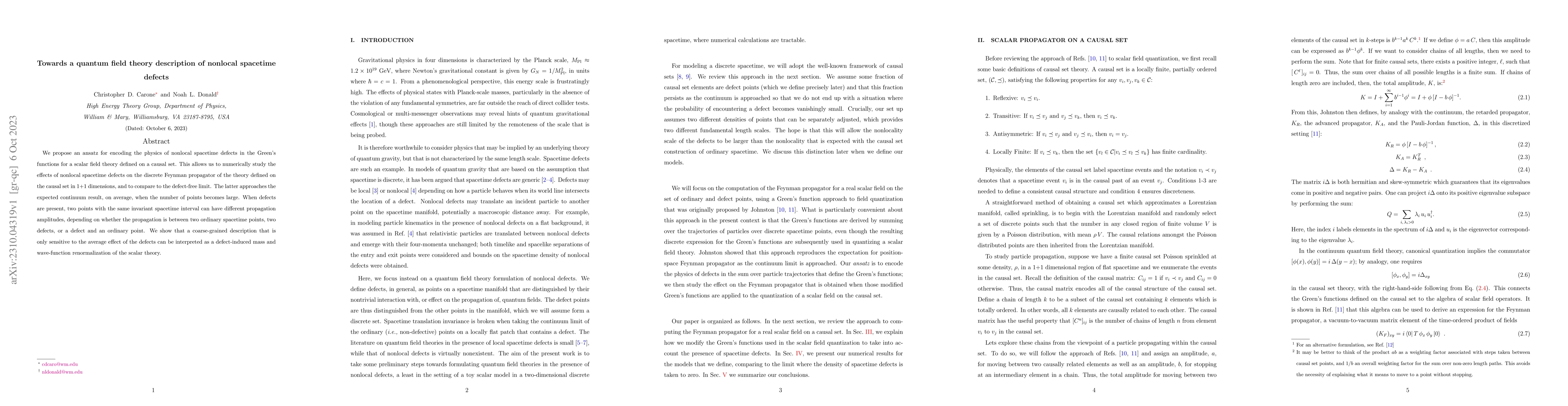 Thumbnail for Towards a quantum field theory description of nonlocal spacetime defects